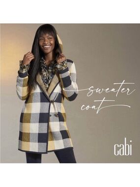 CAbi Hooded Plaid Sweater Coat